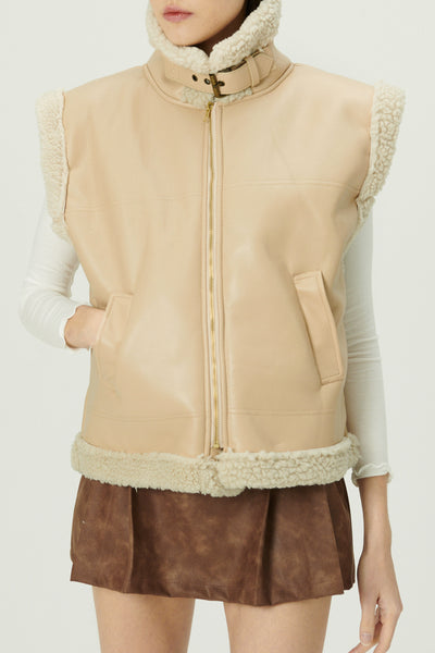 storets.com Daniela Pleather Shearling Vest
