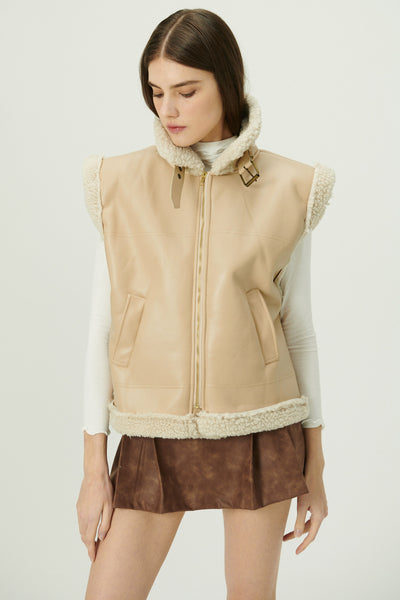 storets.com Daniela Pleather Shearling Vest