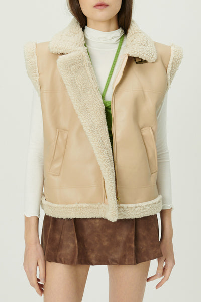 storets.com Daniela Pleather Shearling Vest