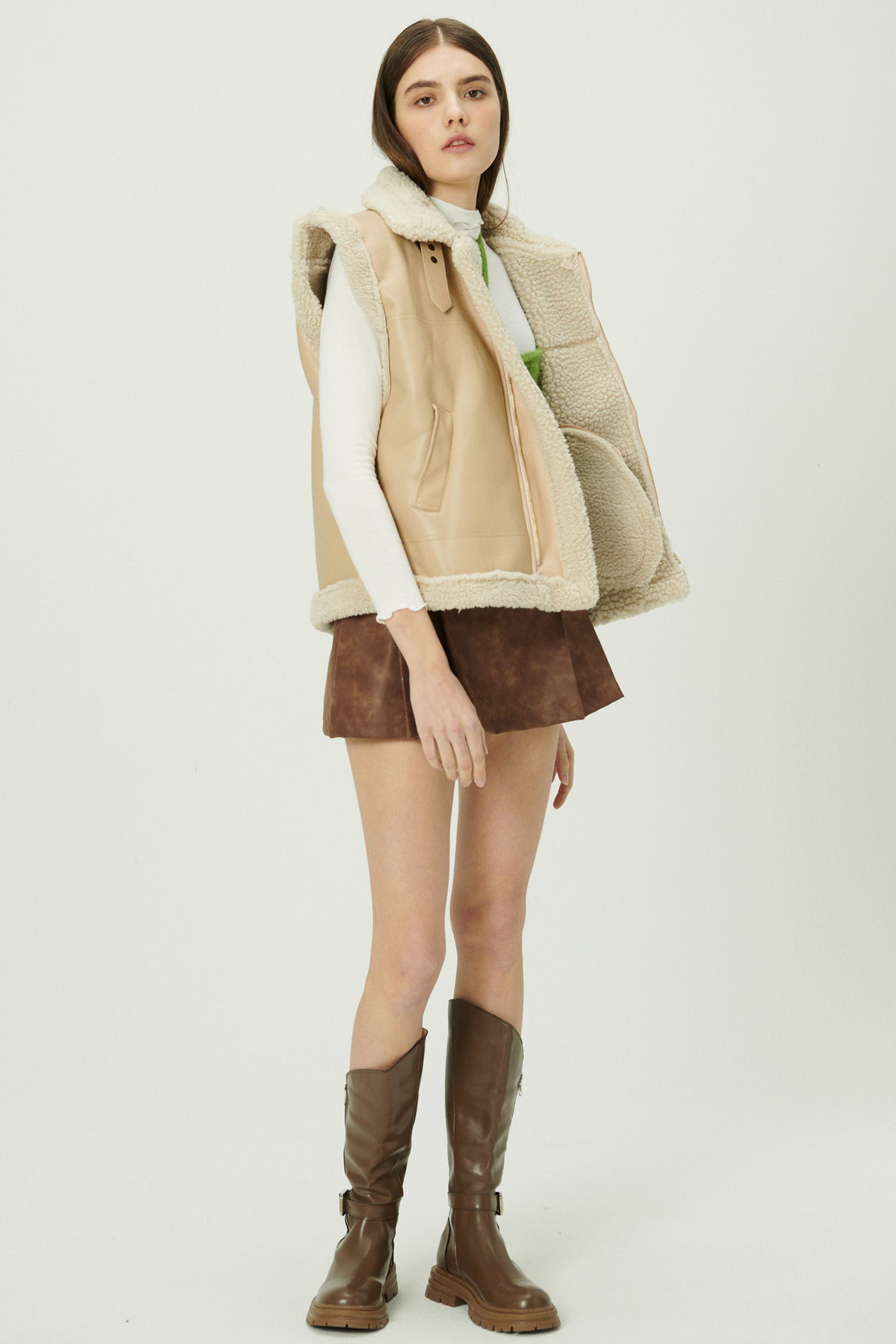 storets.com Daniela Pleather Shearling Vest