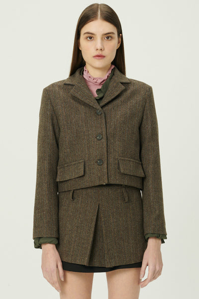 storets.com Miquela Herringbone Crop Blazer