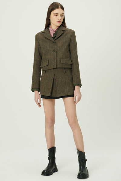 storets.com Miquela Herringbone Crop Blazer