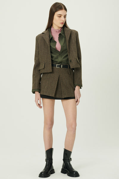 storets.com Miquela Herringbone Crop Blazer