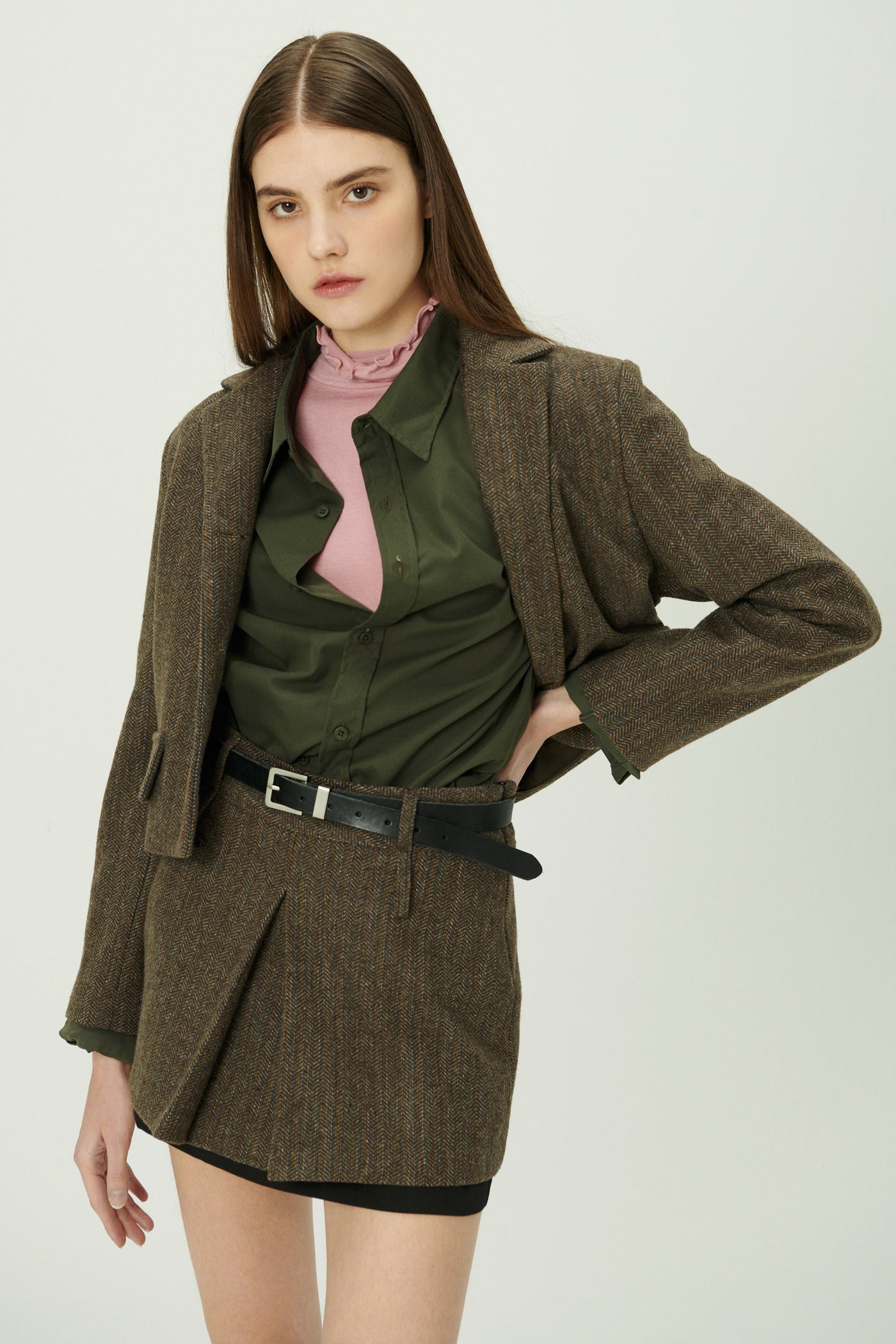 storets.com Miquela Herringbone Crop Blazer