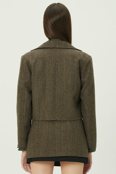 storets.com Miquela Herringbone Crop Blazer