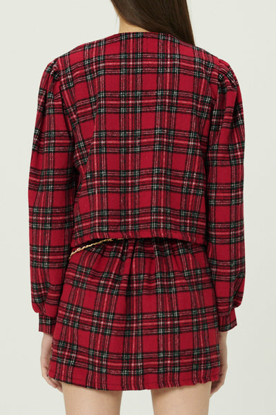 storets.com Jasper Collarless Jacket in Plaid