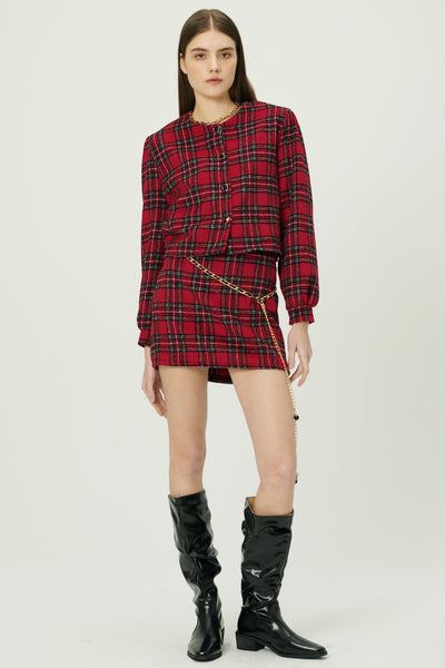 storets.com Jasper Collarless Jacket in Plaid