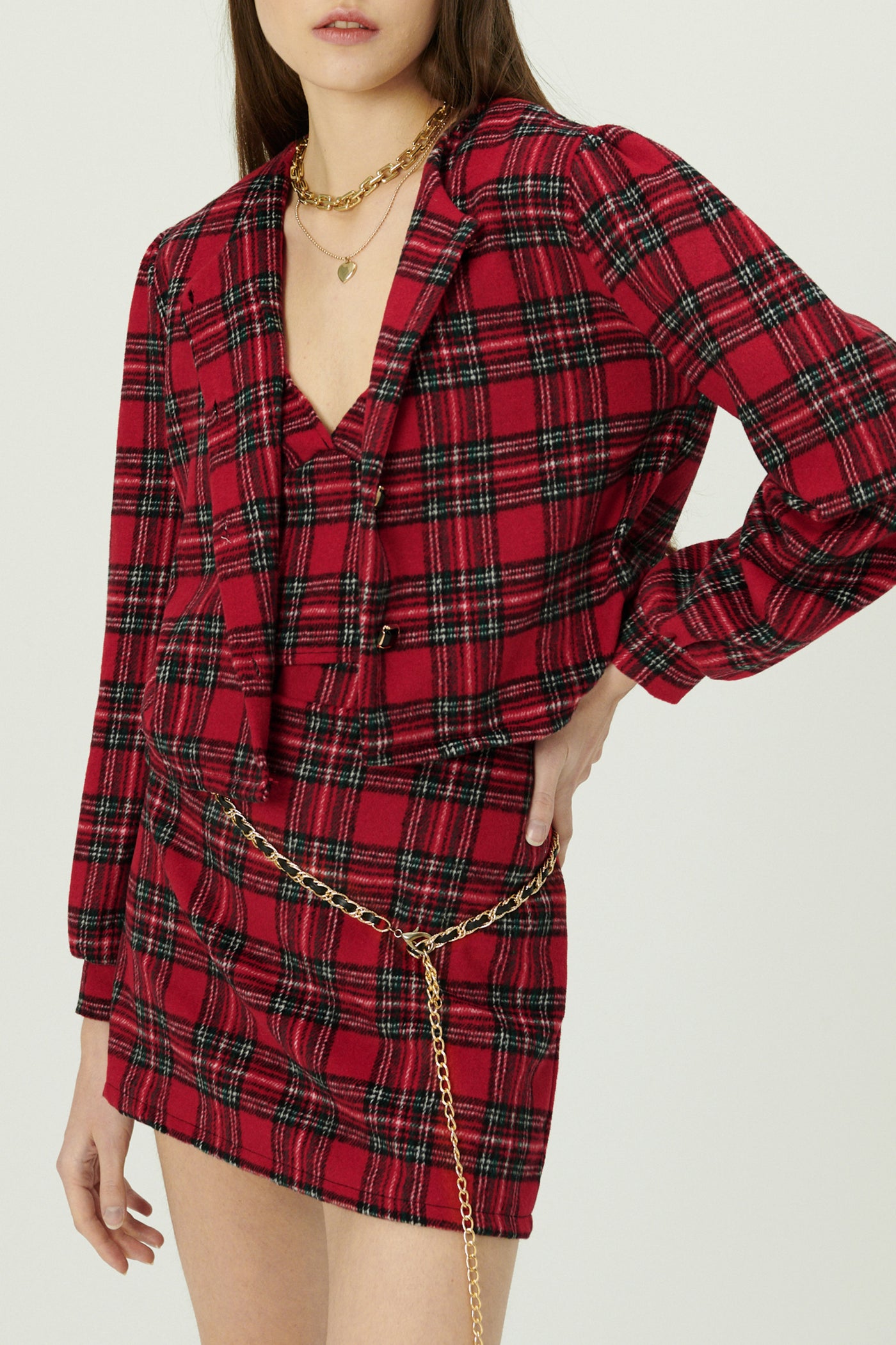 storets.com Jasper Collarless Jacket in Plaid