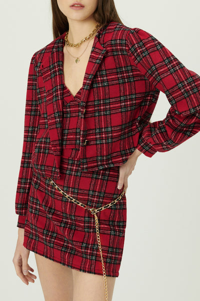 storets.com Jasper Collarless Jacket in Plaid