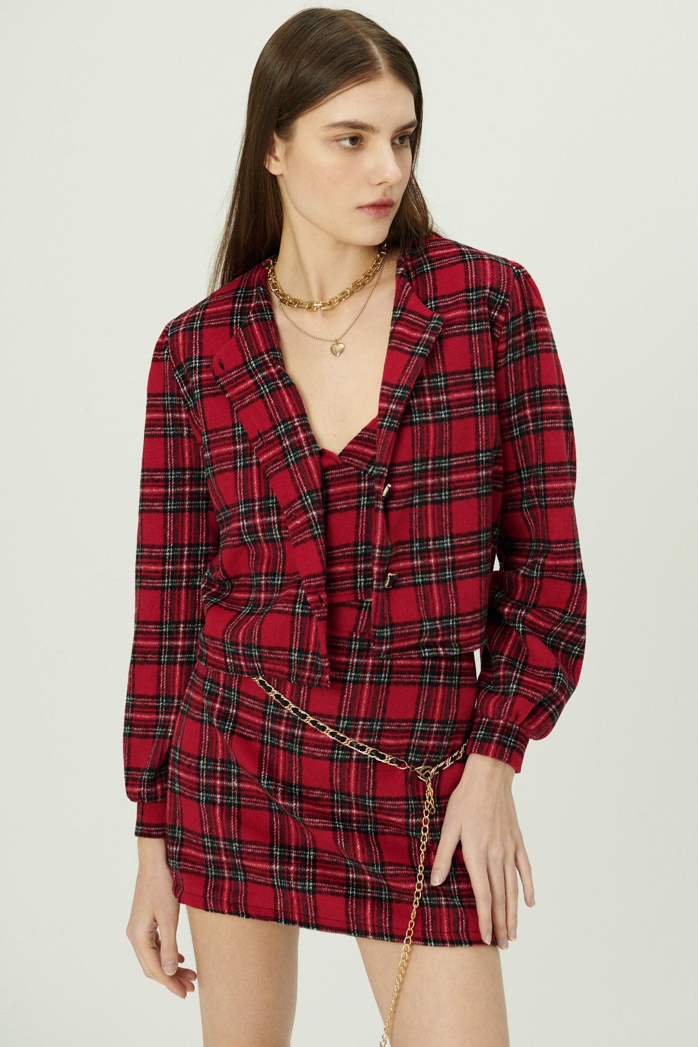 storets.com Jasper Collarless Jacket in Plaid
