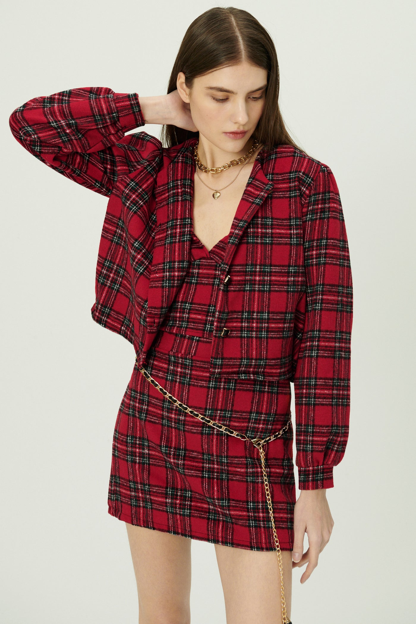 storets.com Jasper Collarless Jacket in Plaid