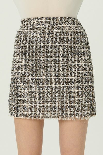 storets.com Diana Frayed Tweed Skirt