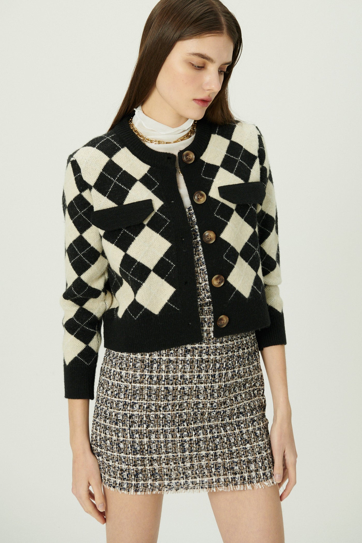 storets.com Daiana Argyle Crop Cardigan
