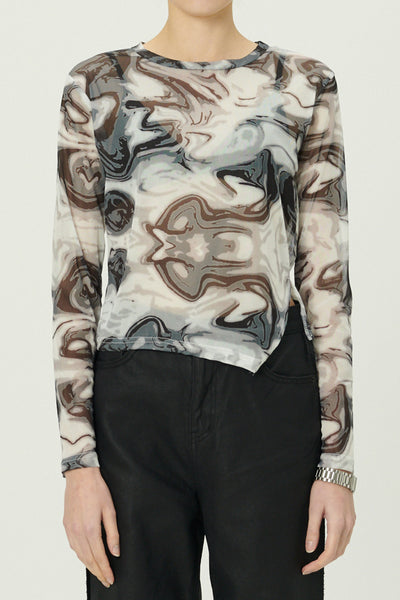 storets.com Natalia Marble Print Mesh Top
