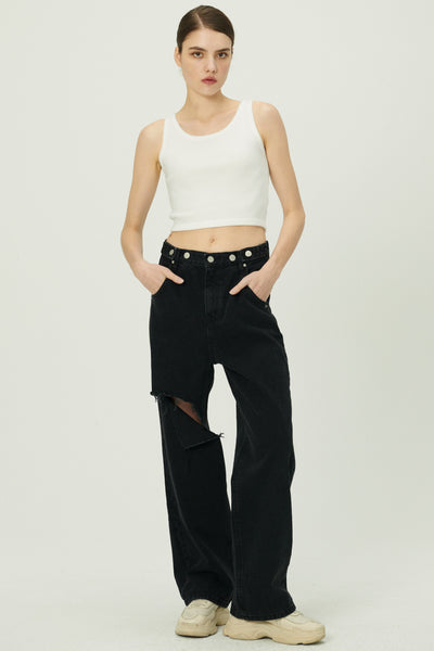 storets.com Elo Cutout Wide Leg Jeans