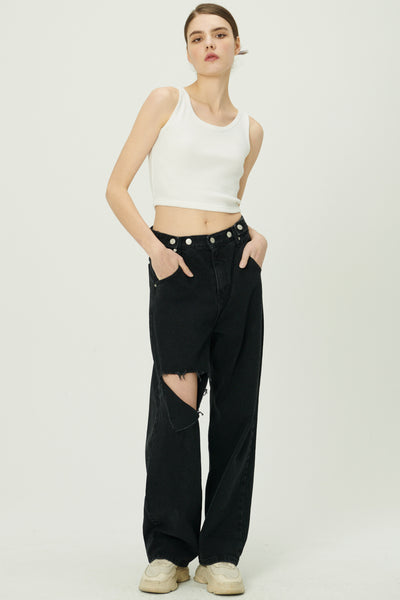 storets.com Elo Cutout Wide Leg Jeans