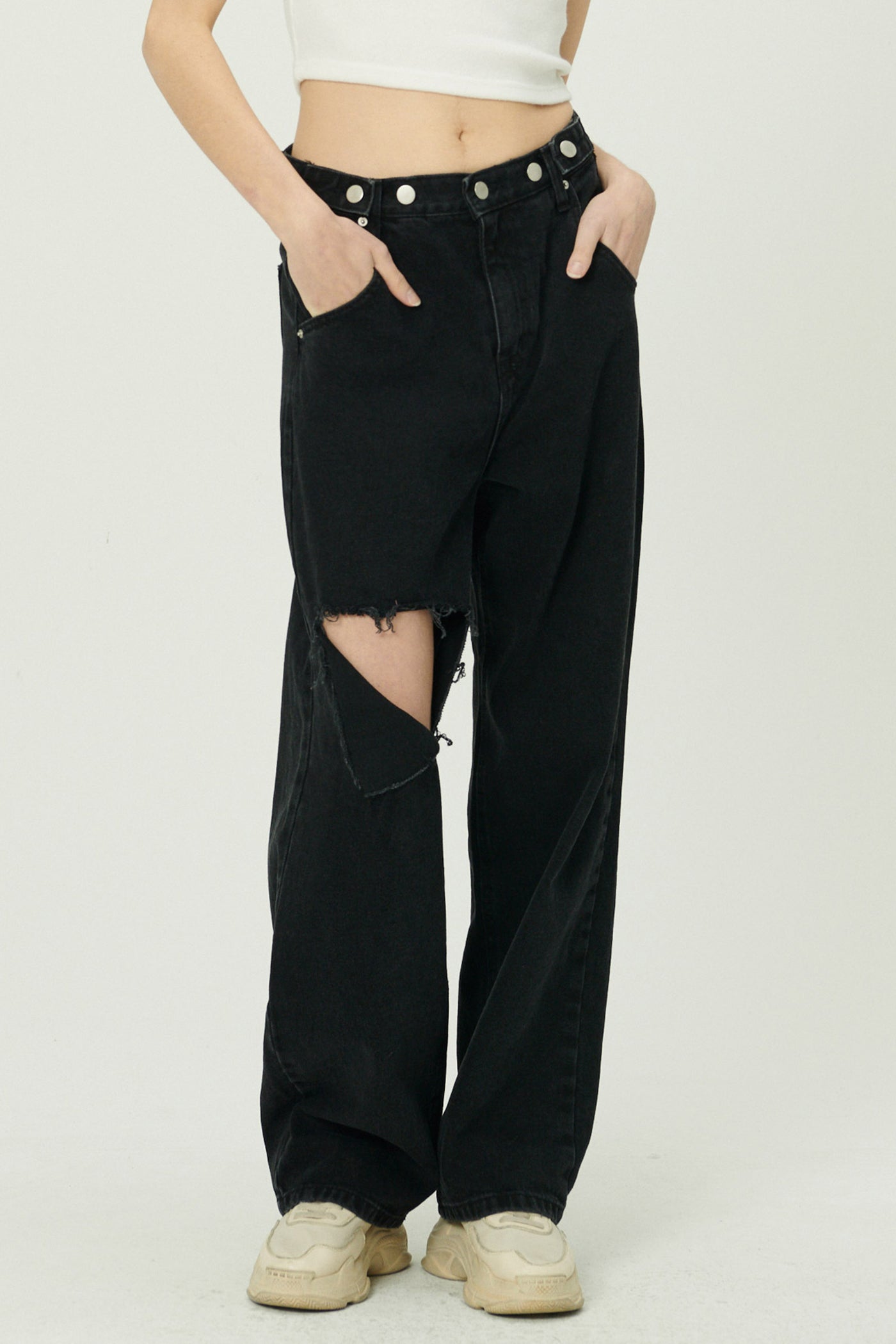 storets.com Elo Cutout Wide Leg Jeans