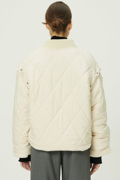 storets.com Eileen Quilted Sherpa Coat w/Detachable Sleeve