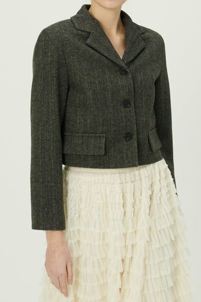 storets.com Miquela Herringbone Crop Blazer