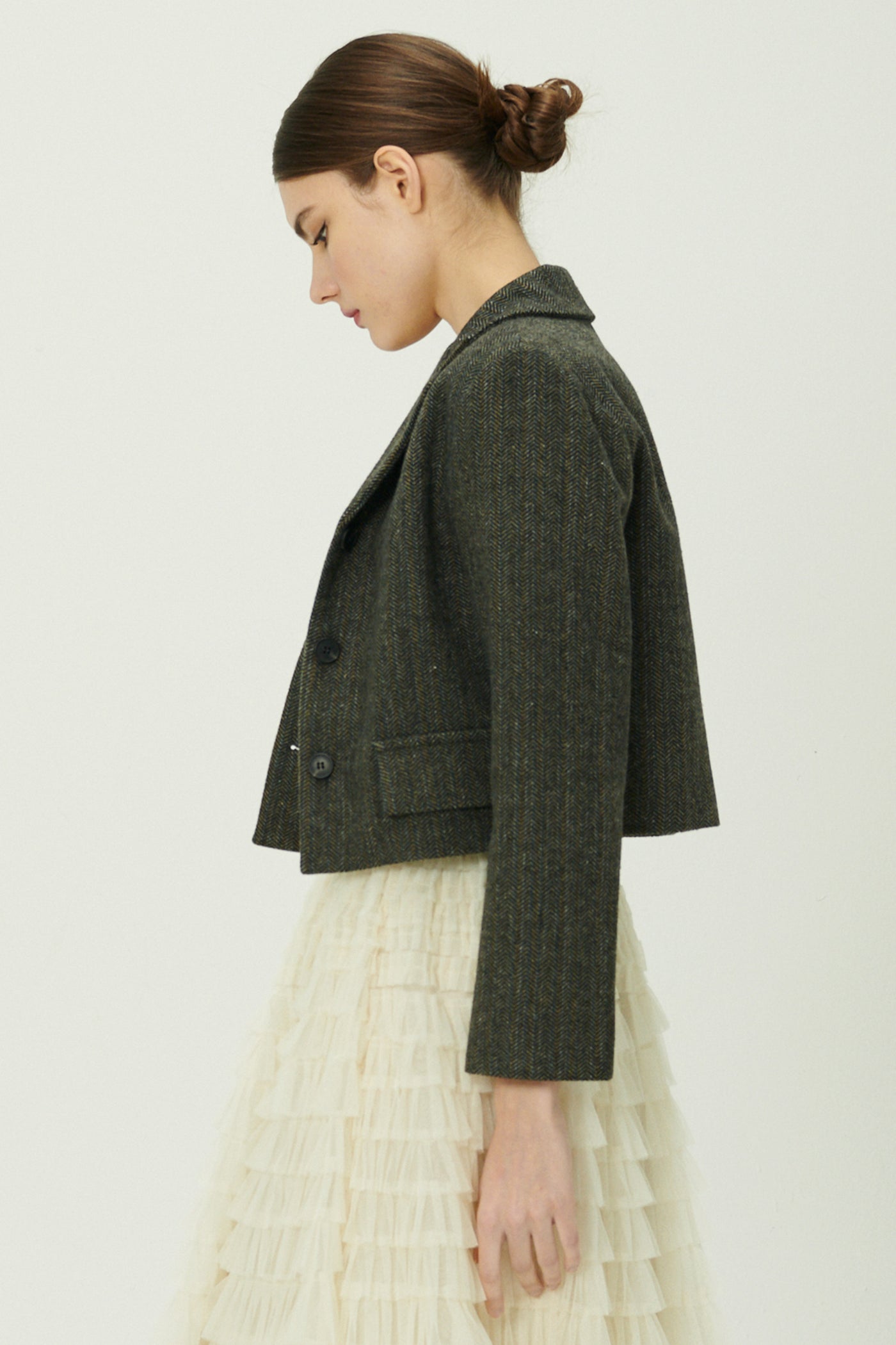 storets.com Miquela Herringbone Crop Blazer