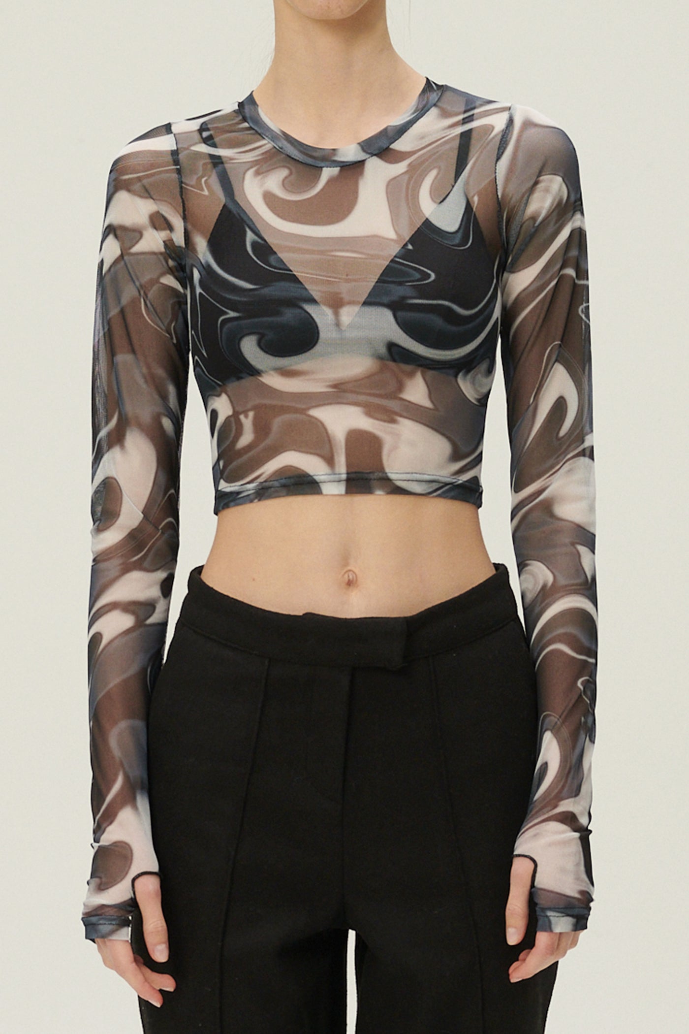 storets.com Luci Marble Mesh Top w/Thumbhole
