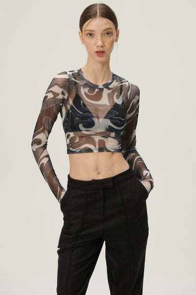 storets.com Luci Marble Mesh Top w/Thumbhole