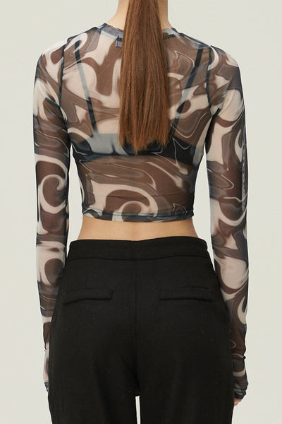 storets.com Luci Marble Mesh Top w/Thumbhole
