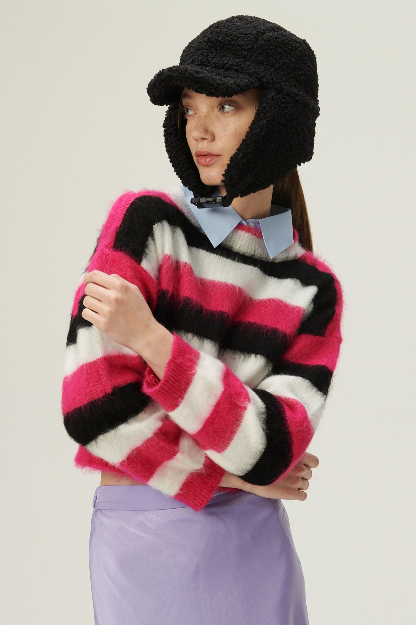 storets.com Ivanna Fuzzy Striped Sweater