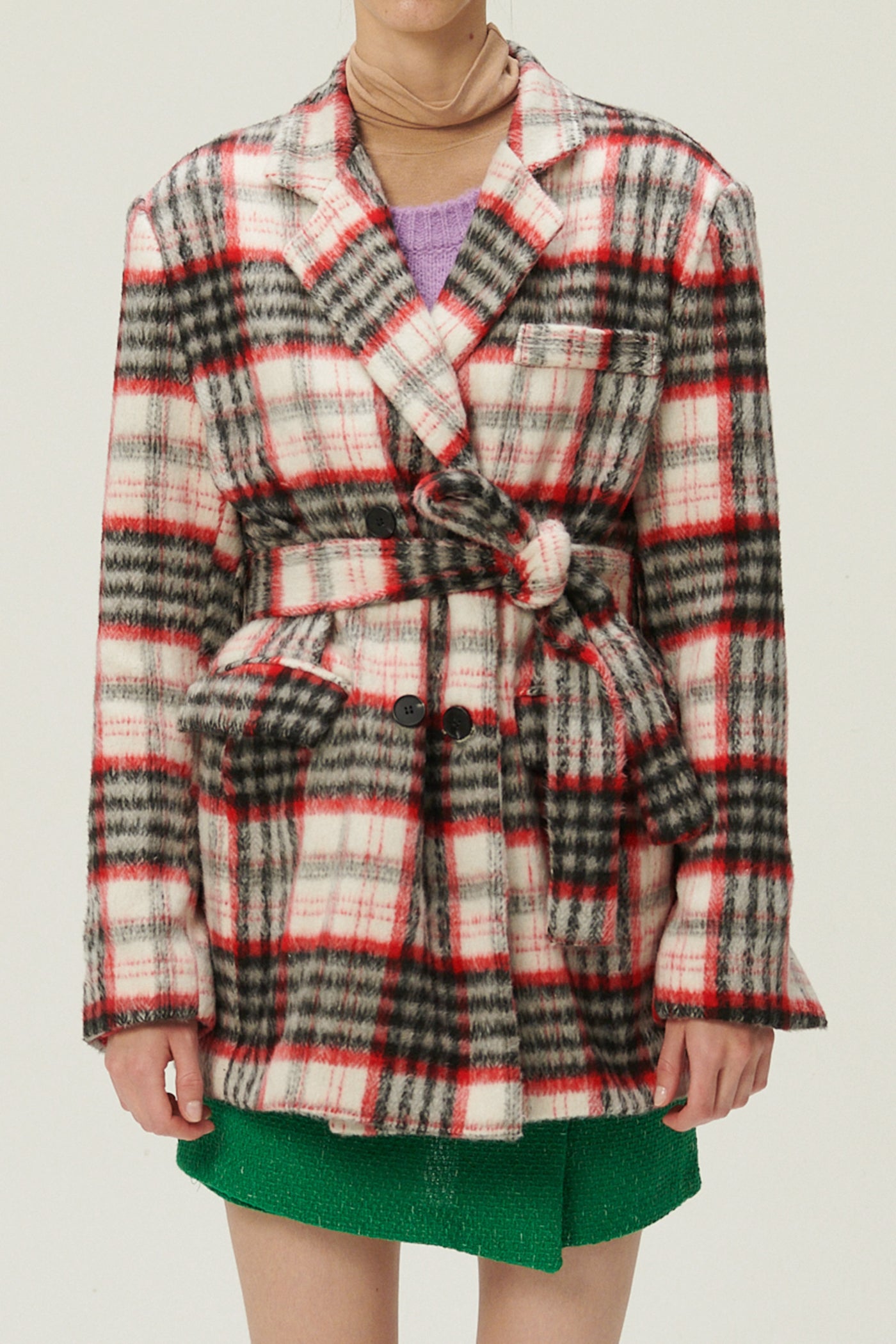 storets.com Caroline Plaid Coat w/Belt