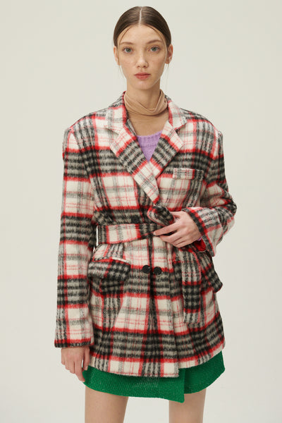 storets.com Caroline Plaid Coat w/Belt