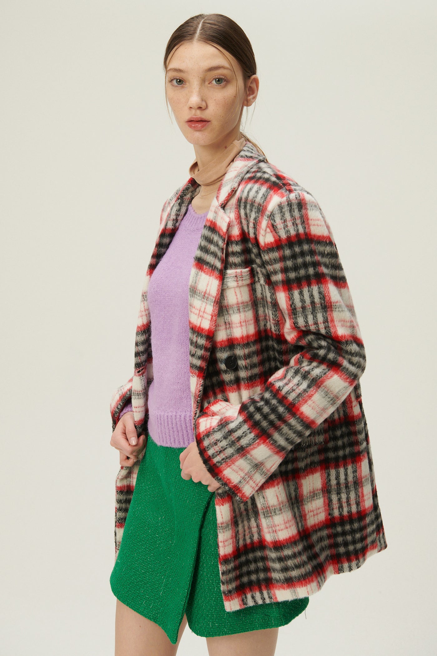 storets.com Caroline Plaid Coat w/Belt