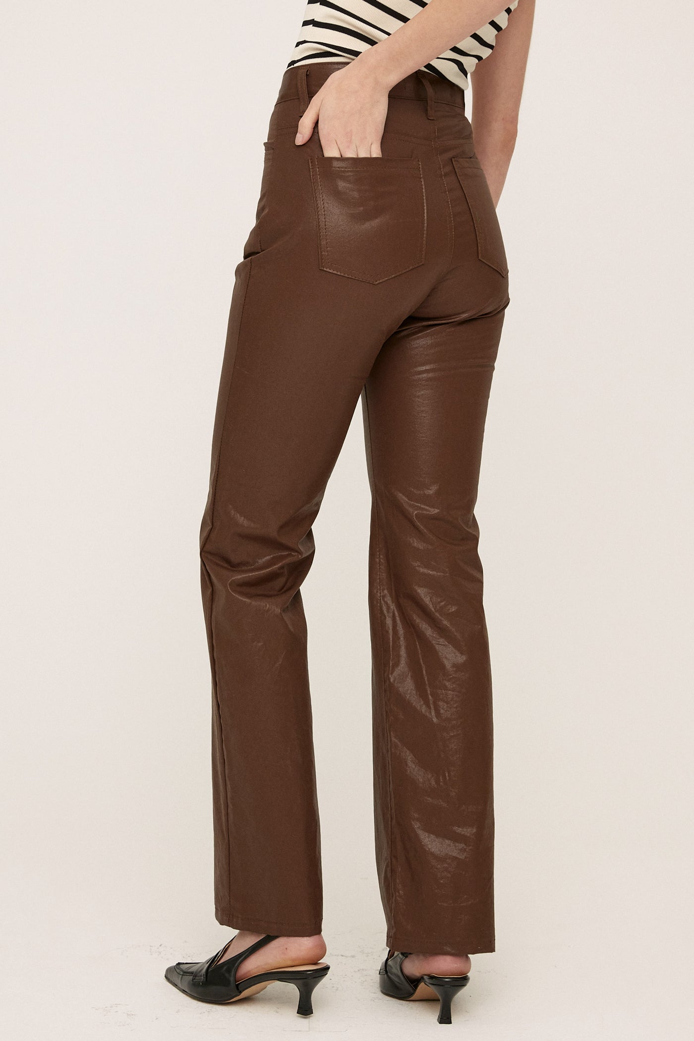 storets.com Freyja Coated Leather-like Pants