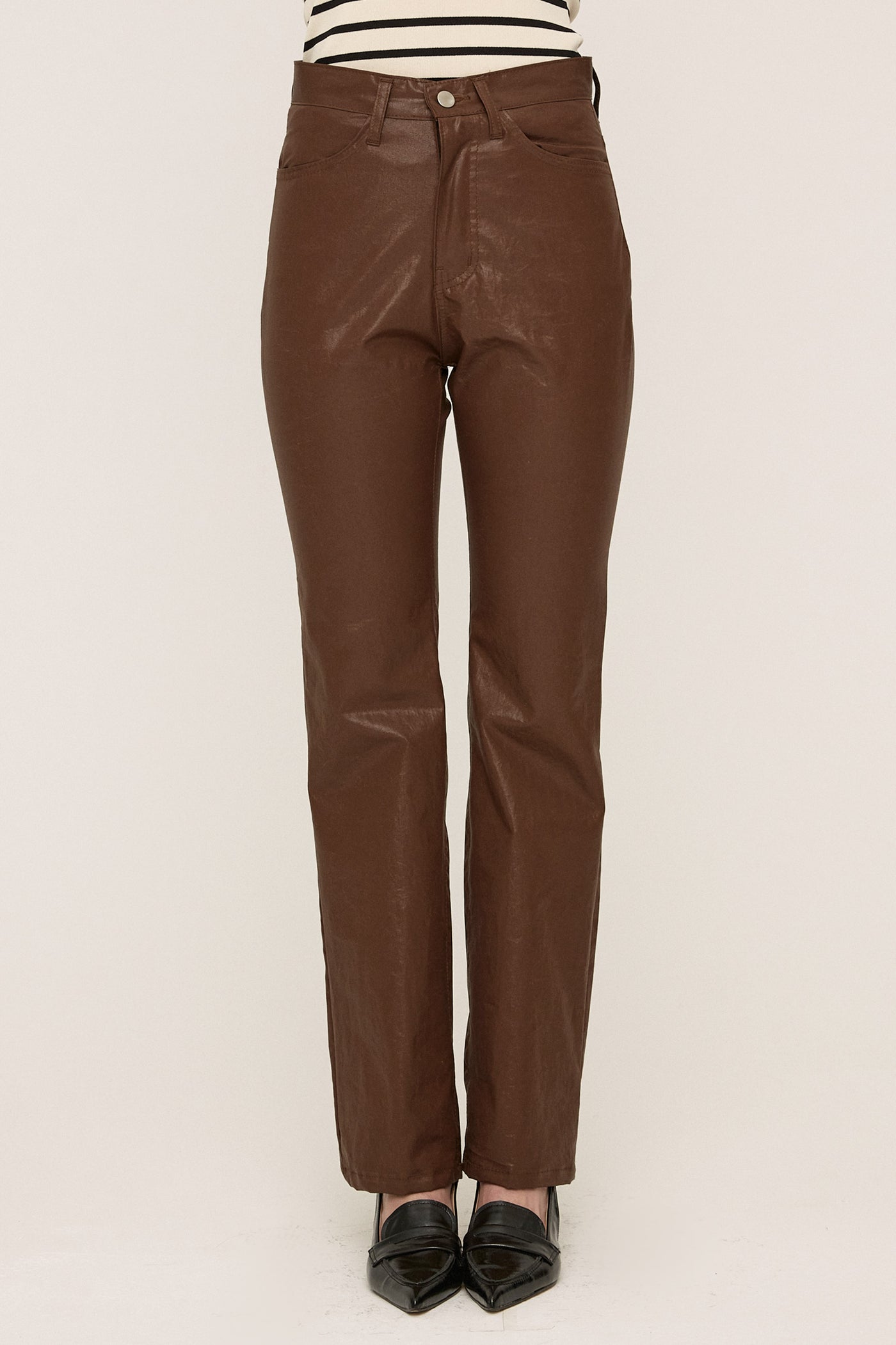 storets.com Freyja Coated Leather-like Pants
