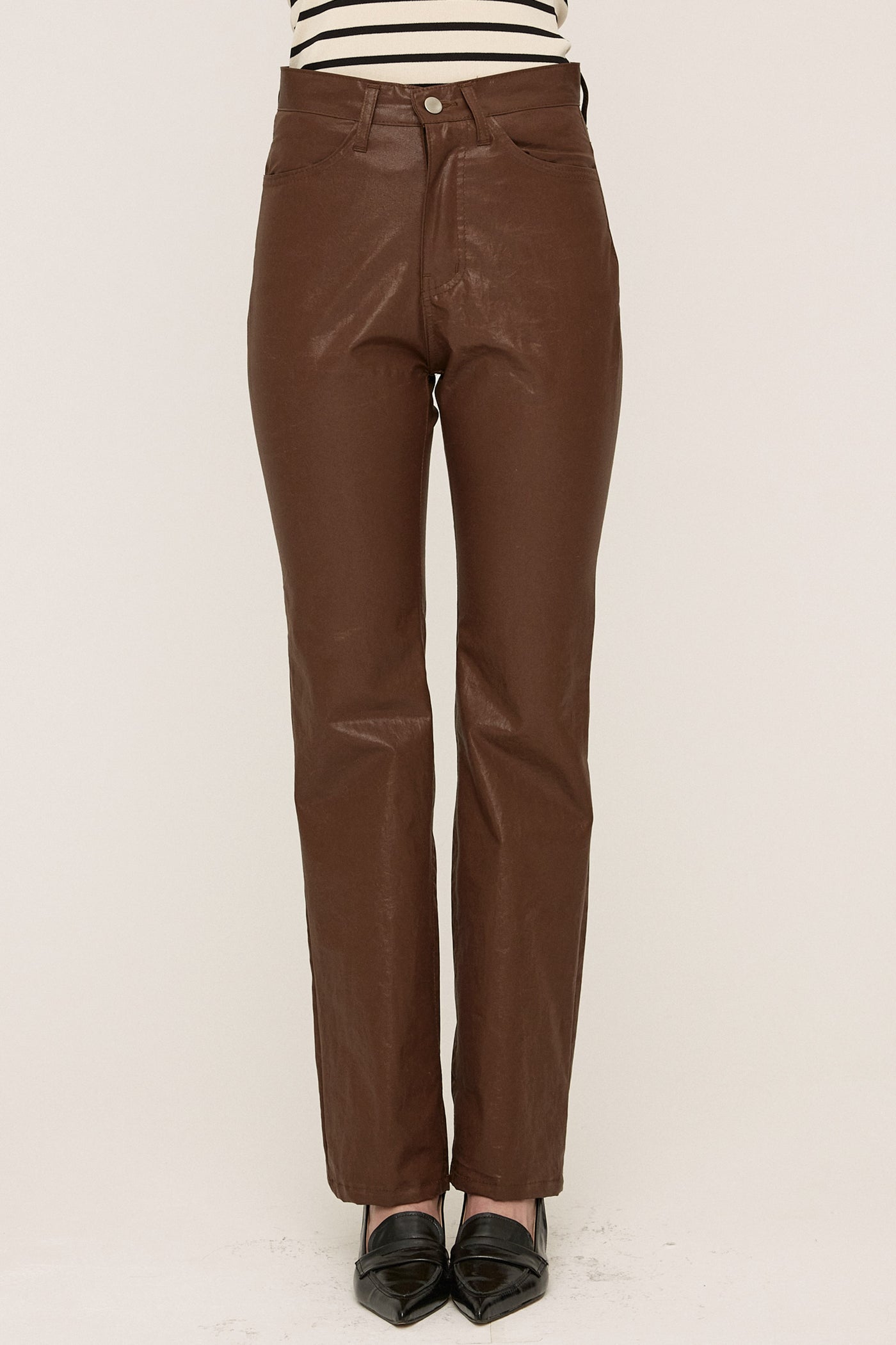storets.com Freyja Coated Leather-like Pants