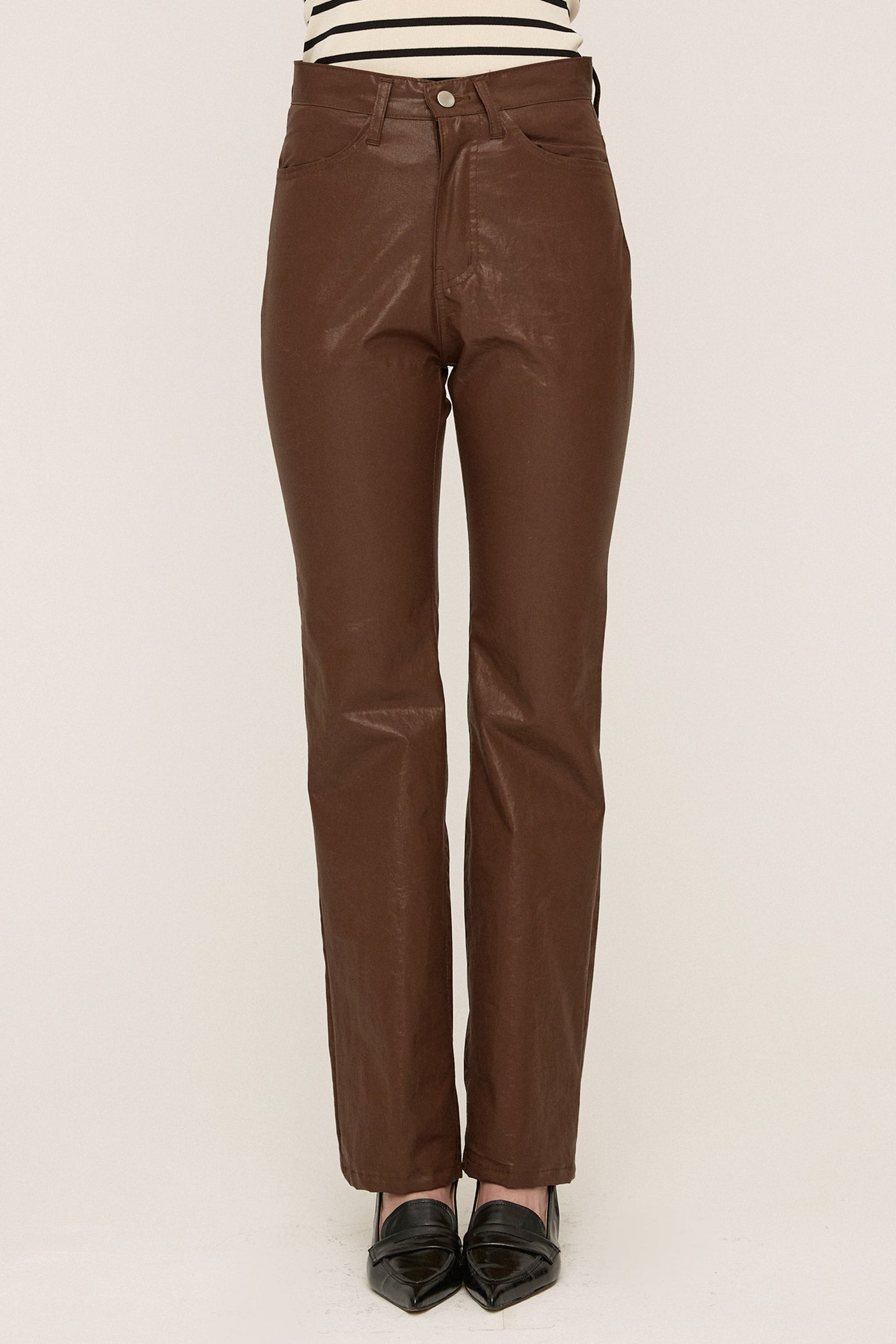 storets.com Freyja Coated Leather-like Pants