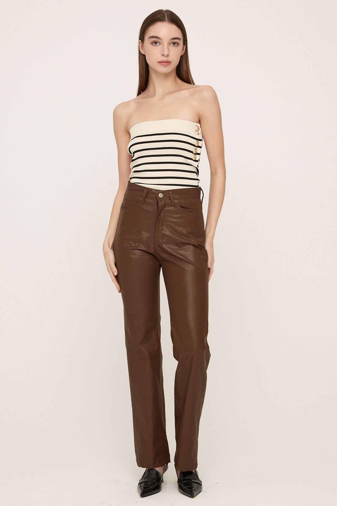 storets.com Freyja Coated Leather-like Pants