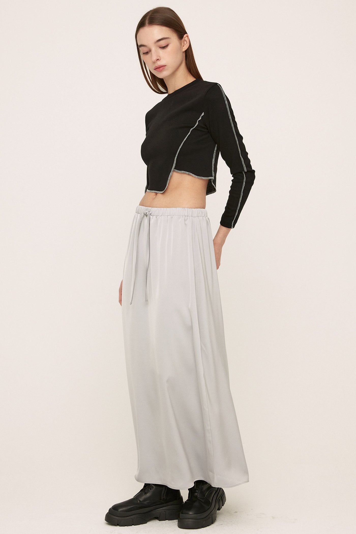 storets.com Elia Satin Maxi Skirt