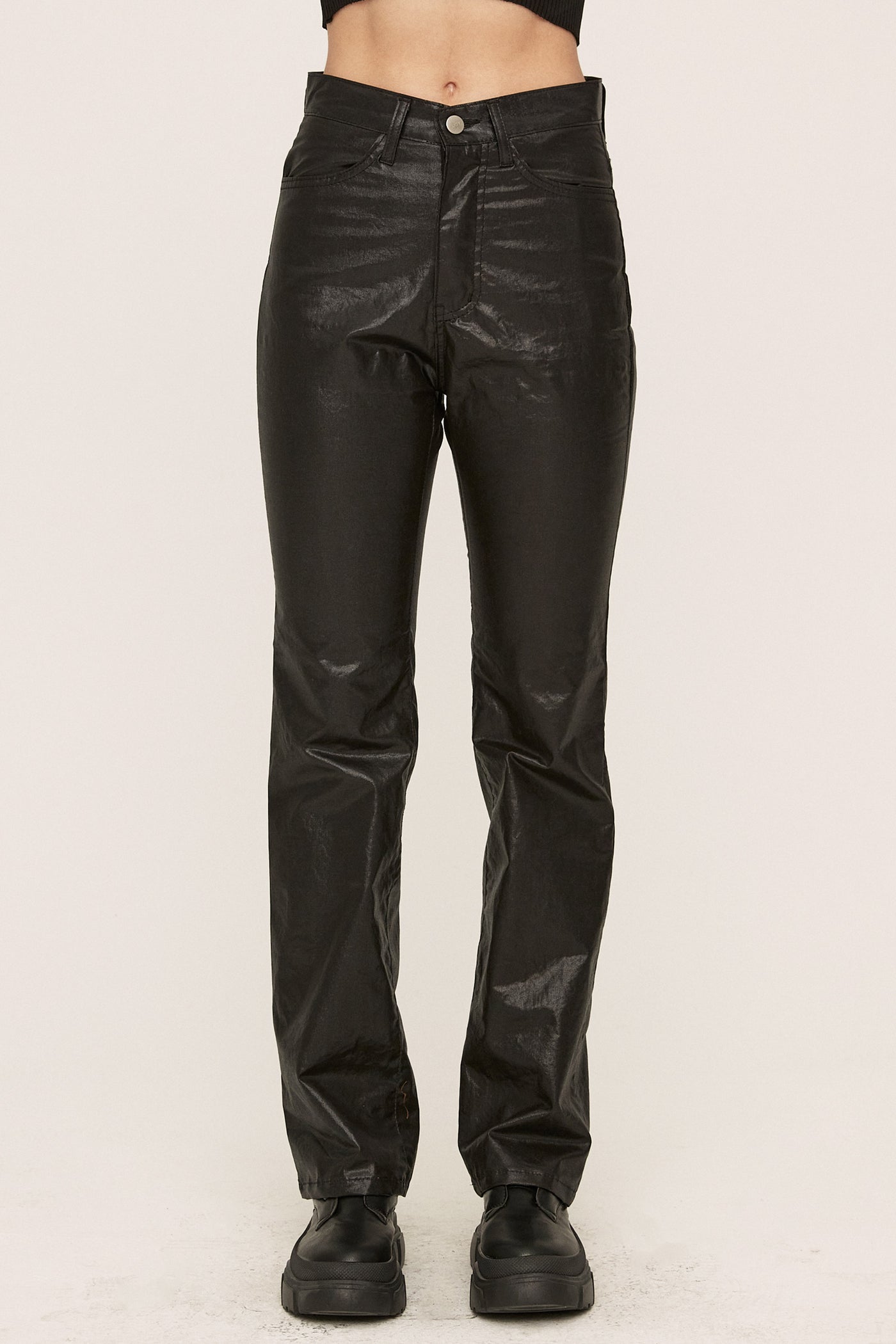 storets.com Freyja Coated Leather-like Pants