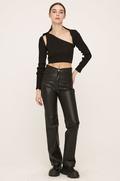 storets.com Freyja Coated Leather-like Pants