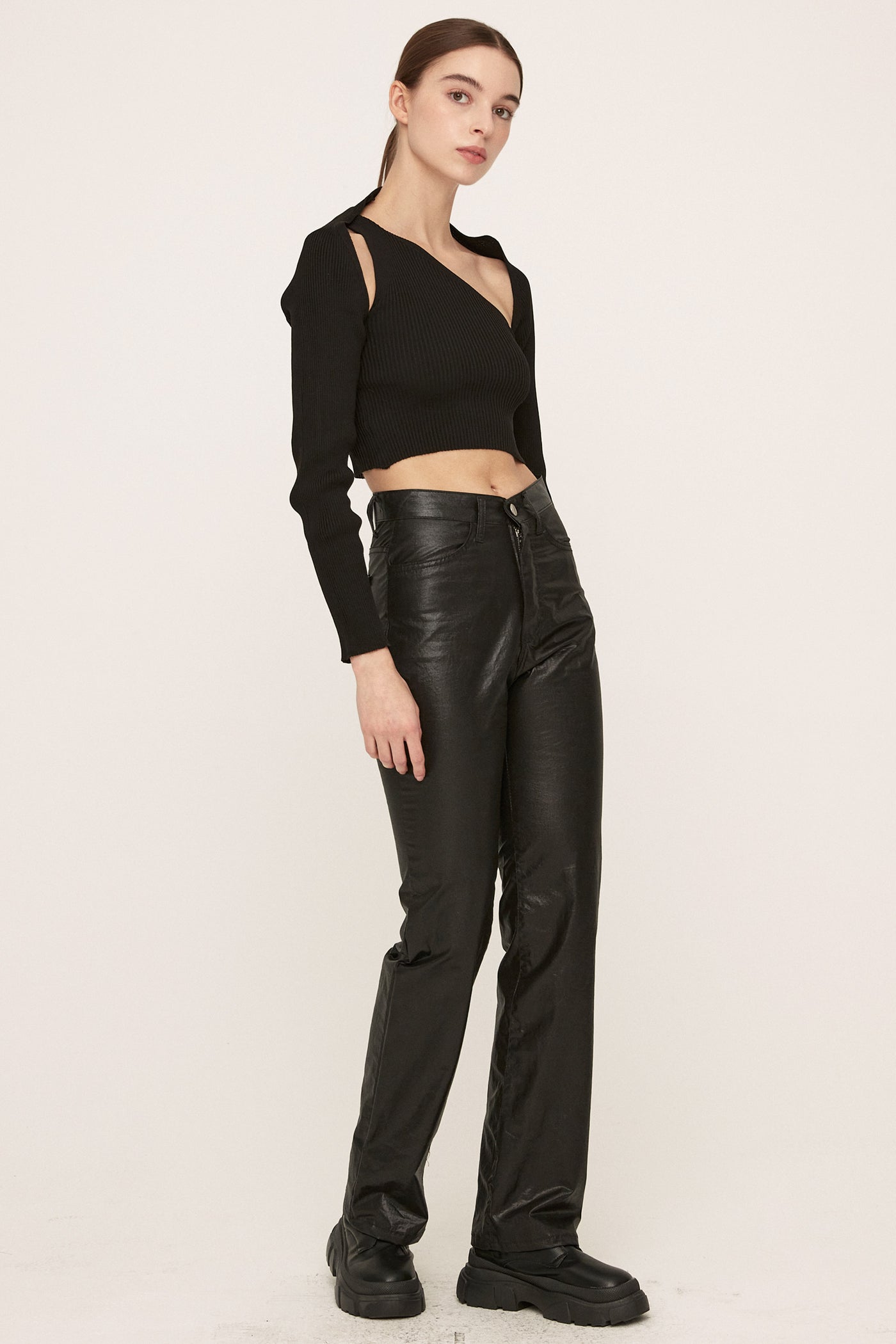storets.com Freyja Coated Leather-like Pants