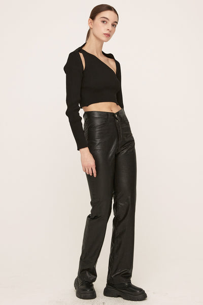 storets.com Freyja Coated Leather-like Pants