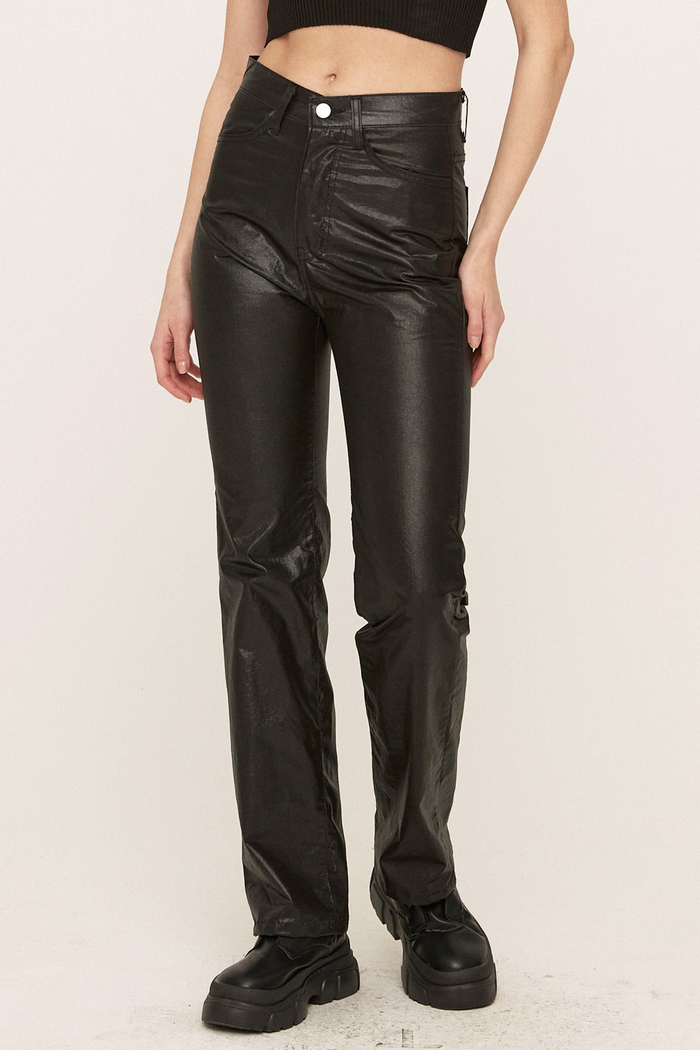 storets.com Freyja Coated Leather-like Pants