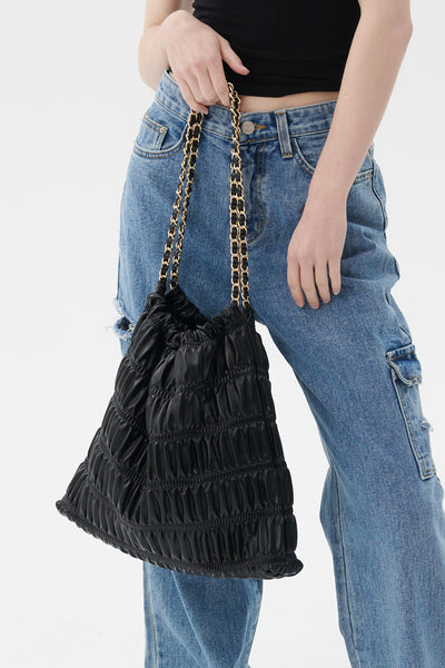 storets.com Faux Leather Plisse Shoulder Bag