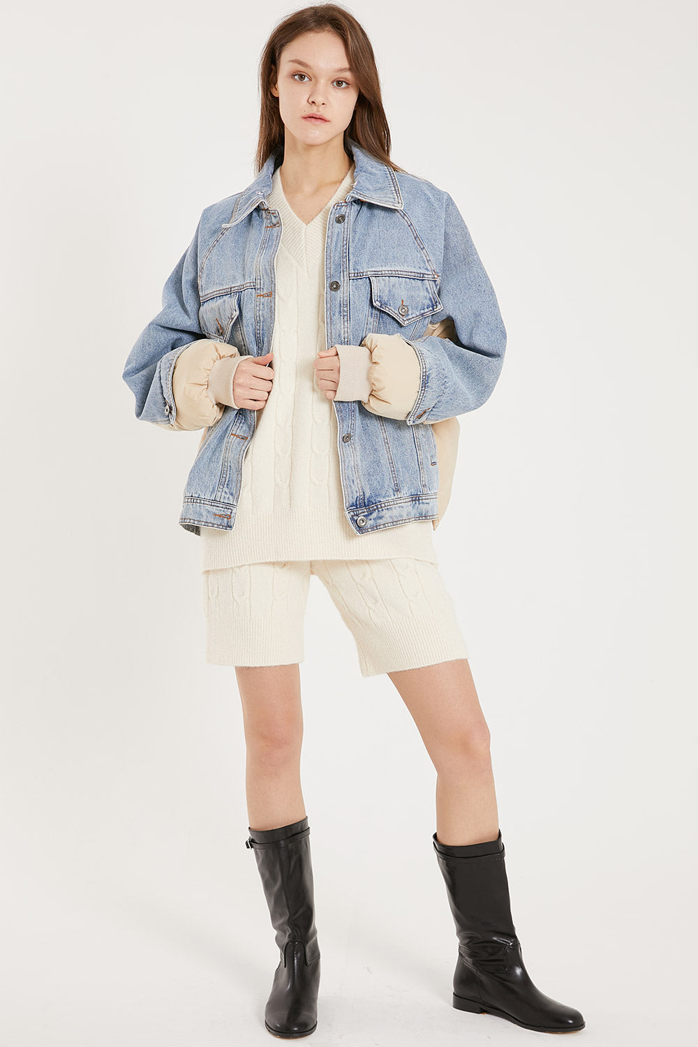 storets.com Karlie Puffer Denim Combo Jacket