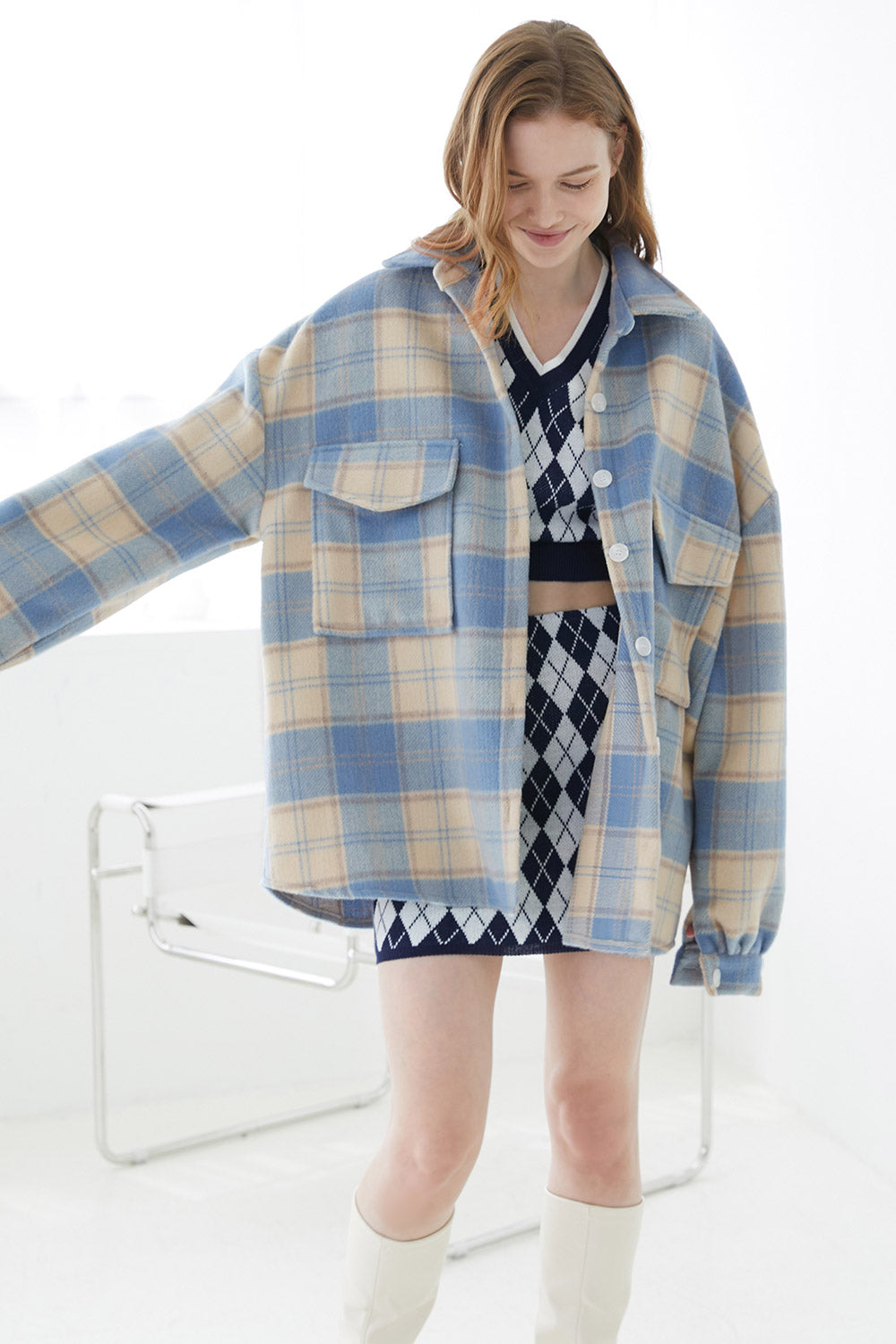 storets.com Lydia Oversized Shacket in Plaid