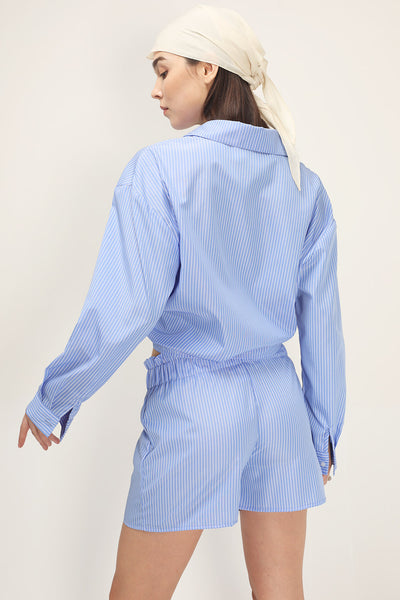 storets.com Frank Pin Striped Shirt And Shorts Set