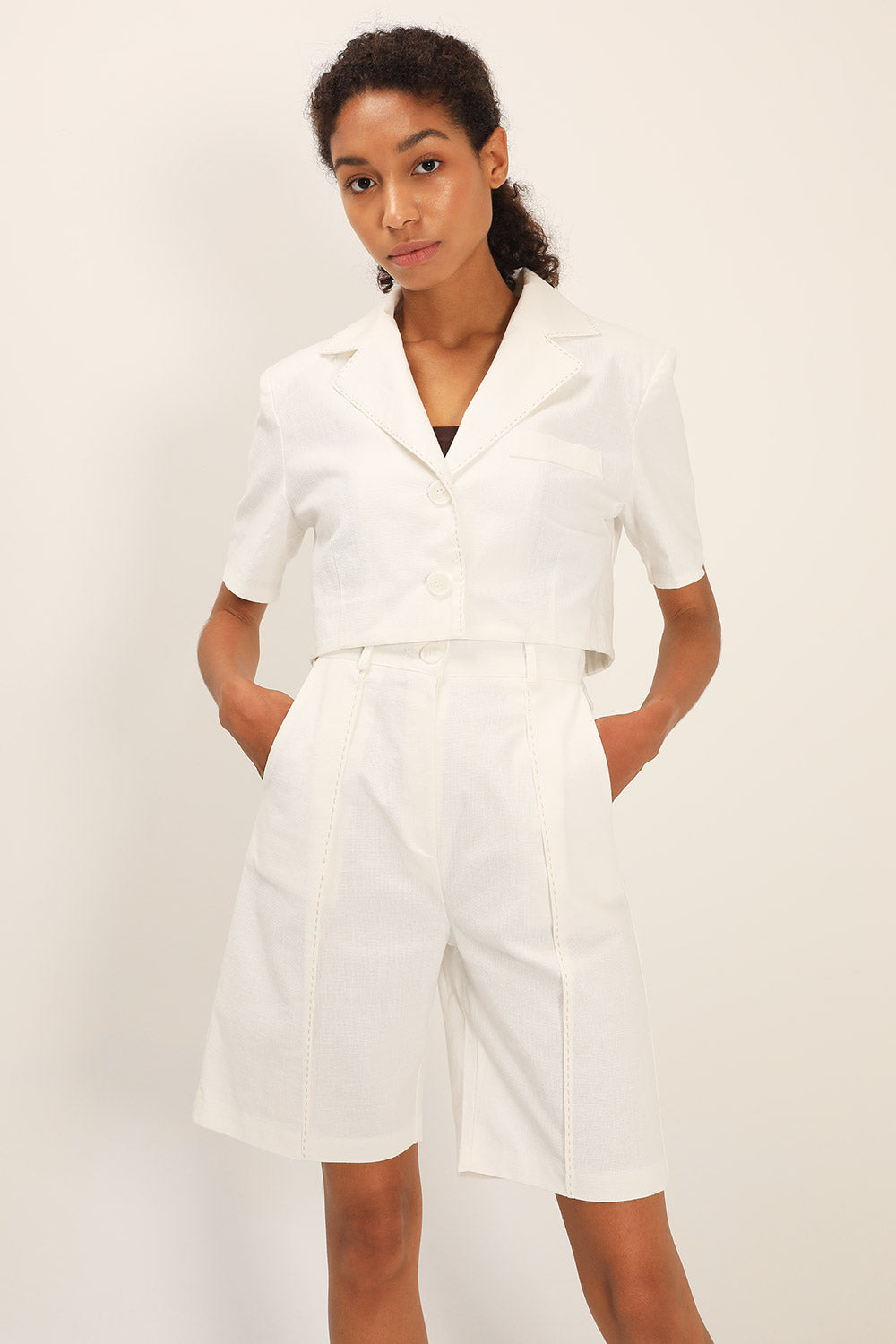 storets.com Tinsley Contrast Stitch Crop Jacket