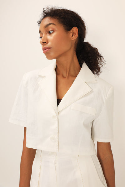 storets.com Tinsley Contrast Stitch Crop Jacket