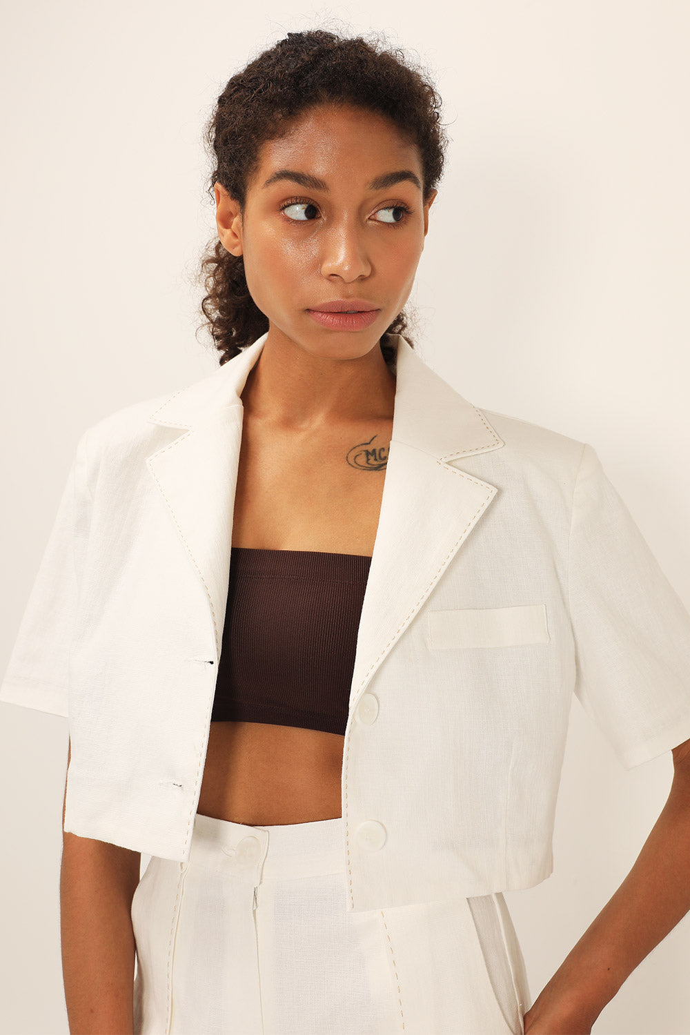 storets.com Tinsley Contrast Stitch Crop Jacket