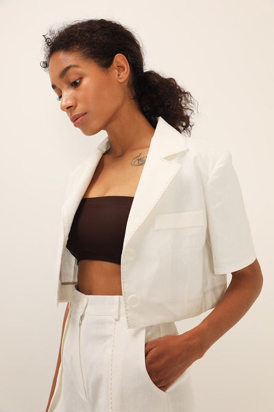storets.com Tinsley Contrast Stitch Crop Jacket